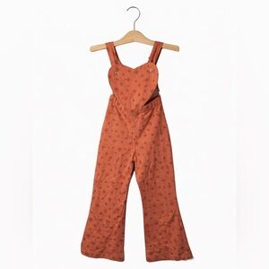 Paush Heart Bib, Floral Overalls. NWT. Adorable. Burnt Orange Color. Size 3t